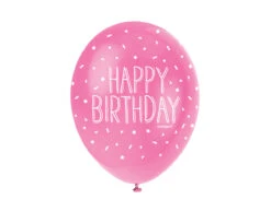 Ballonnen Happy Birthday Confetti Roze 30cm 5st -Feestspullen Winkel ballonnen happy birthday confetti roze 30cm 5st 2