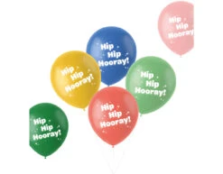 Ballonnen Hip Hip Hooray Gekleurd 33cm 6st