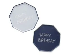 Blauwe Happy Birthday Borden 25cm 8st