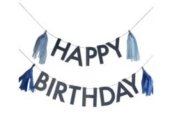 Blauwe Happy Birthday Slinger Tassels 1,5m