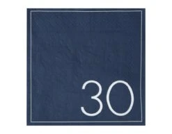 Blauwe Servetten 30 Jaar 16,5cm 16st