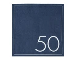 Blauwe Servetten 50 Jaar 16,5cm 16st