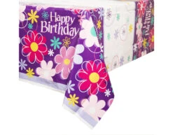 Bloemen Tafelkleed Happy Birthday 2,13m