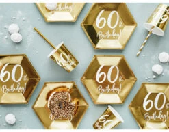 Borden 60 Jaar Goud 20cm 6st -Feestspullen Winkel borden 60 jaar goud 20cm 6st 2