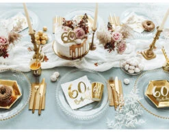 Borden 60 Jaar Goud 20cm 6st -Feestspullen Winkel borden 60 jaar goud 20cm 6st 3