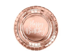 Borden Happy Birthday Rose Goud 18cm 6st