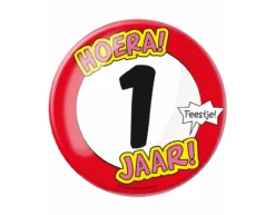 Button 1 Jaar Verkeersbord 10,2cm