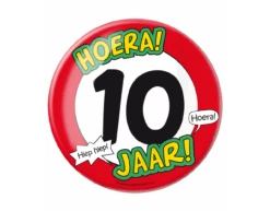 Button 10 Jaar Verkeersbord 10,2cm