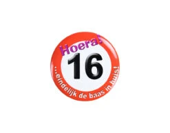 Button 16 Jaar Verkeersbord 5,5cm