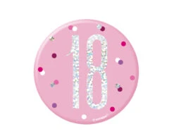 Button 18 Jaar Roze 7cm