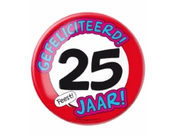 Button 25 Jaar Verkeersbord 10,2cm