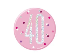 Button 40 Jaar Roze 7cm