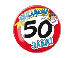 Button 50 Jaar Abraham Verkeersbord 10,2cm