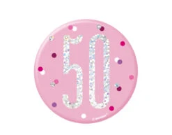 Button 50 Jaar Roze 7cm