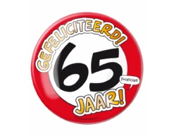 Button 65 Jaar Verkeersbord 10,2cm