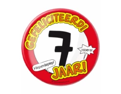 Button 7 Jaar Verkeersbord 10,2cm