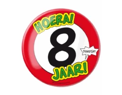 Button 8 Jaar Verkeersbord 10,2cm