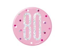 Button 80 Jaar Roze 7cm