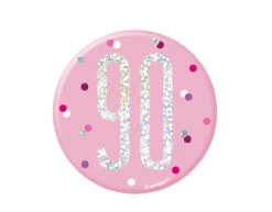 Button 90 Jaar Roze 7cm
