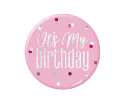 Button It's My Birthday Roze 7,6cm