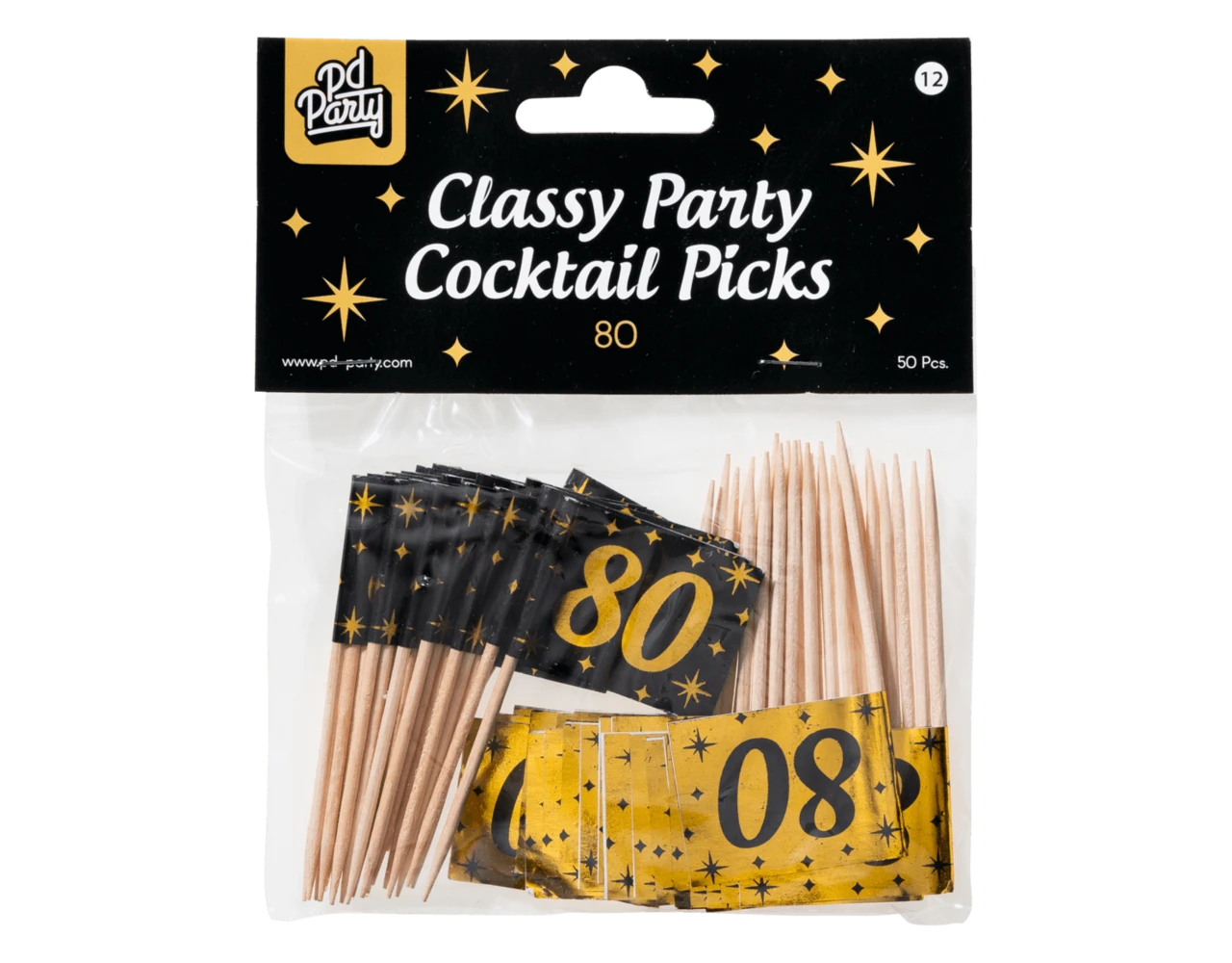 Cocktailprikkers 80 Jaar 6,5cm 50st 2 Cocktailprikkers 80 Jaar 6,5cm 50st - Afbeelding 2