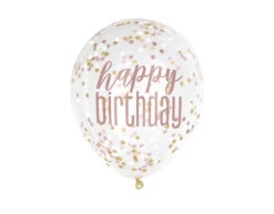 Confetti Ballonnen Happy Birthday Rose Goud 45cm 6st