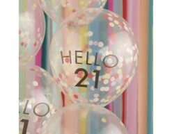 Doorzichtige Confetti Ballonnen 21 Jaar 30cm 5st -Feestspullen Winkel doorzichtige confetti ballonnen 21 jaar 30cm 5st 2