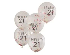 Doorzichtige Confetti Ballonnen 21 Jaar 30cm 5st