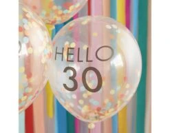 Doorzichtige Confetti Ballonnen 30 Jaar 30cm 5st -Feestspullen Winkel doorzichtige confetti ballonnen 30 jaar 30cm 5st 2