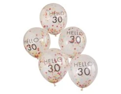 Doorzichtige Confetti Ballonnen 30 Jaar 30cm 5st