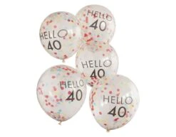 Doorzichtige Confetti Ballonnen 40 Jaar 30cm 5st