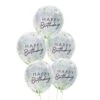 Doorzichtige Happy Birthday Confetti Ballonnen Bladeren 30cm 5st