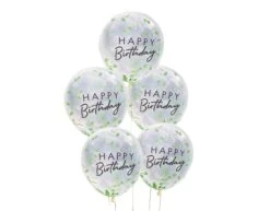 Doorzichtige Happy Birthday Confetti Ballonnen Bladeren 30cm 5st