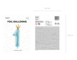 Folie Ballon Cijfer 1 Lichtblauw Leeg 1m -Feestspullen Winkel folie ballon cijfer 1 lichtblauw leeg 1m 3