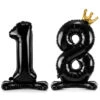 Folie Ballon Cijfer 18 Zwart Standaard Leeg 84cm
