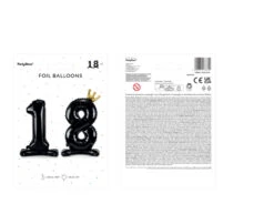 Folie Ballon Cijfer 18 Zwart Standaard Leeg 84cm -Feestspullen Winkel folie ballon cijfer 18 zwart standaard leeg 84cm 2