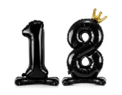 Folie Ballon Cijfer 18 Zwart Standaard Leeg 84cm