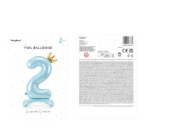 Folie Ballon Cijfer 2 Lichtblauw Standaard Leeg 84cm -Feestspullen Winkel folie ballon cijfer 2 lichtblauw standaard leeg 84 2