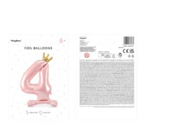 Folie Ballon Cijfer 4 Lichtroze Standaard Leeg 84cm -Feestspullen Winkel folie ballon cijfer 4 lichtroze standaard leeg 84c 2
