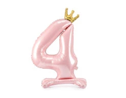 Folie Ballon Cijfer 4 Lichtroze Standaard Leeg 84cm