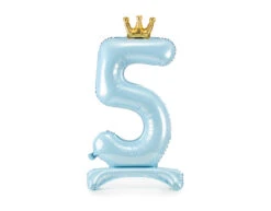 Folie Ballon Cijfer 5 Lichtblauw Standaard Leeg 84cm
