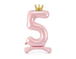 Folie Ballon Cijfer 5 Lichtroze Standaard Leeg 84cm