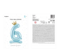 Folie Ballon Cijfer 6 Lichtblauw Standaard Leeg 84cm -Feestspullen Winkel folie ballon cijfer 6 lichtblauw standaard leeg 84 2