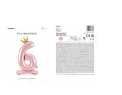Folie Ballon Cijfer 6 Lichtroze Standaard Leeg 84cm -Feestspullen Winkel folie ballon cijfer 6 lichtroze standaard leeg 84c 2