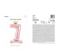 Folie Ballon Cijfer 7 Lichtroze Standaard Leeg 84cm -Feestspullen Winkel folie ballon cijfer 7 lichtroze standaard leeg 84c 2