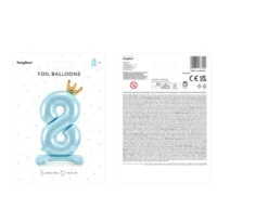 Folie Ballon Cijfer 8 Lichtblauw Standaard Leeg 84cm -Feestspullen Winkel folie ballon cijfer 8 lichtblauw standaard leeg 84 2
