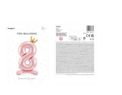 Folie Ballon Cijfer 8 Lichtroze Standaard Leeg 84cm -Feestspullen Winkel folie ballon cijfer 8 lichtroze standaard leeg 84c 2