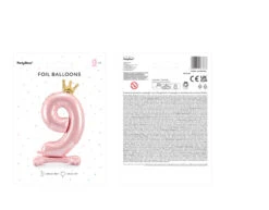 Folie Ballon Cijfer 9 Lichtroze Standaard Leeg 70cm -Feestspullen Winkel folie ballon cijfer 9 lichtroze standaard leeg 70c 2