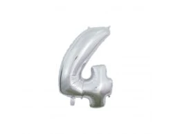 Folieballon Cijfer 4 Zilver 66cm