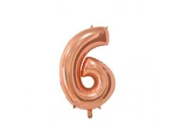 Folieballon Cijfer 6 Rose Goud 66cm
